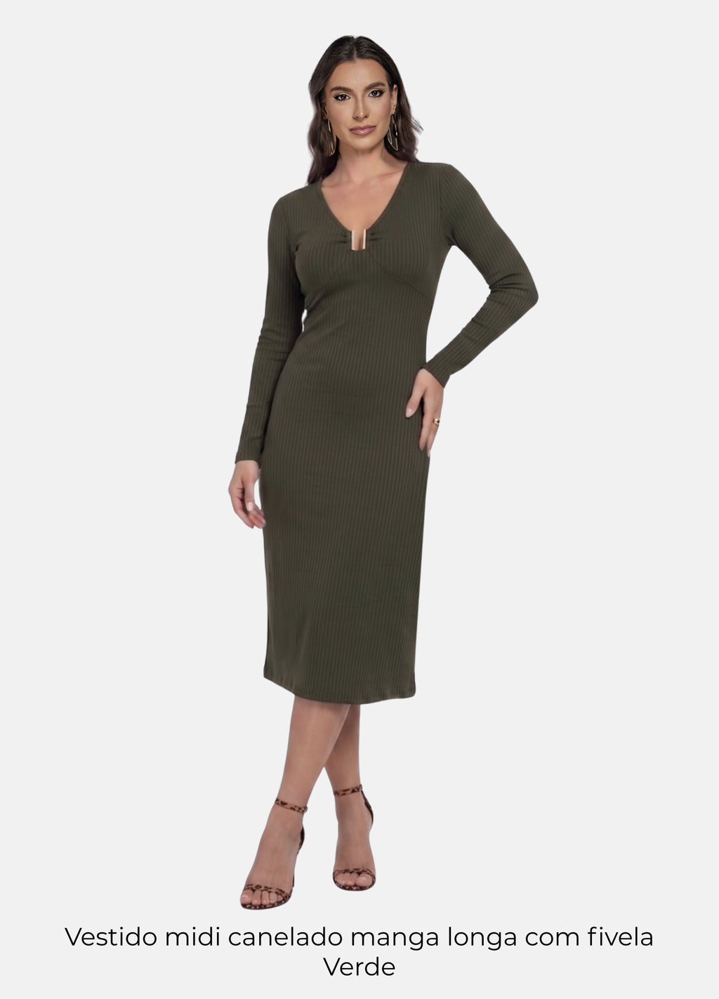 Kit 2 Vestidos Midi Canelado - Florença + Manga Longa com Fivela