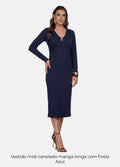 Kit 2 Vestidos Midi Canelado - Florença + Manga Longa com Fivela