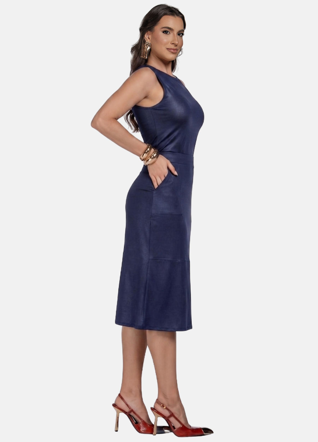 CONJUNTO FEMININO SAIA MIDI E BLUSA DE CIRRÊ