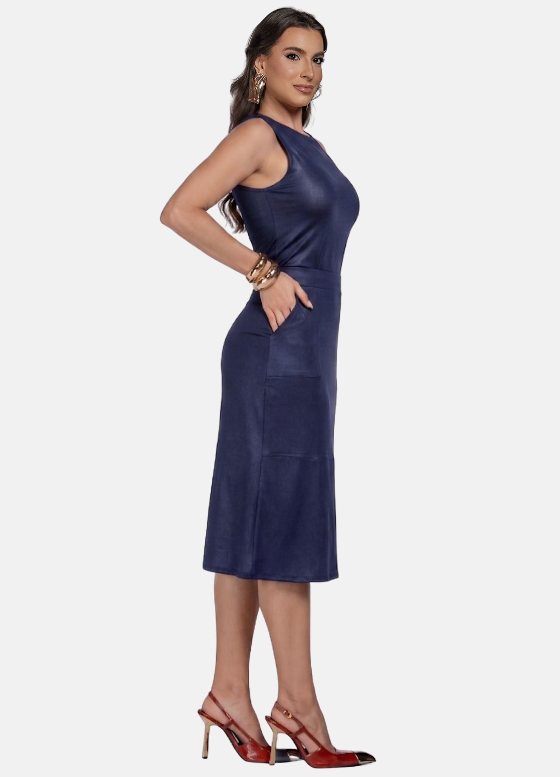 CONJUNTO FEMININO SAIA MIDI E BLUSA DE CIRRÊ