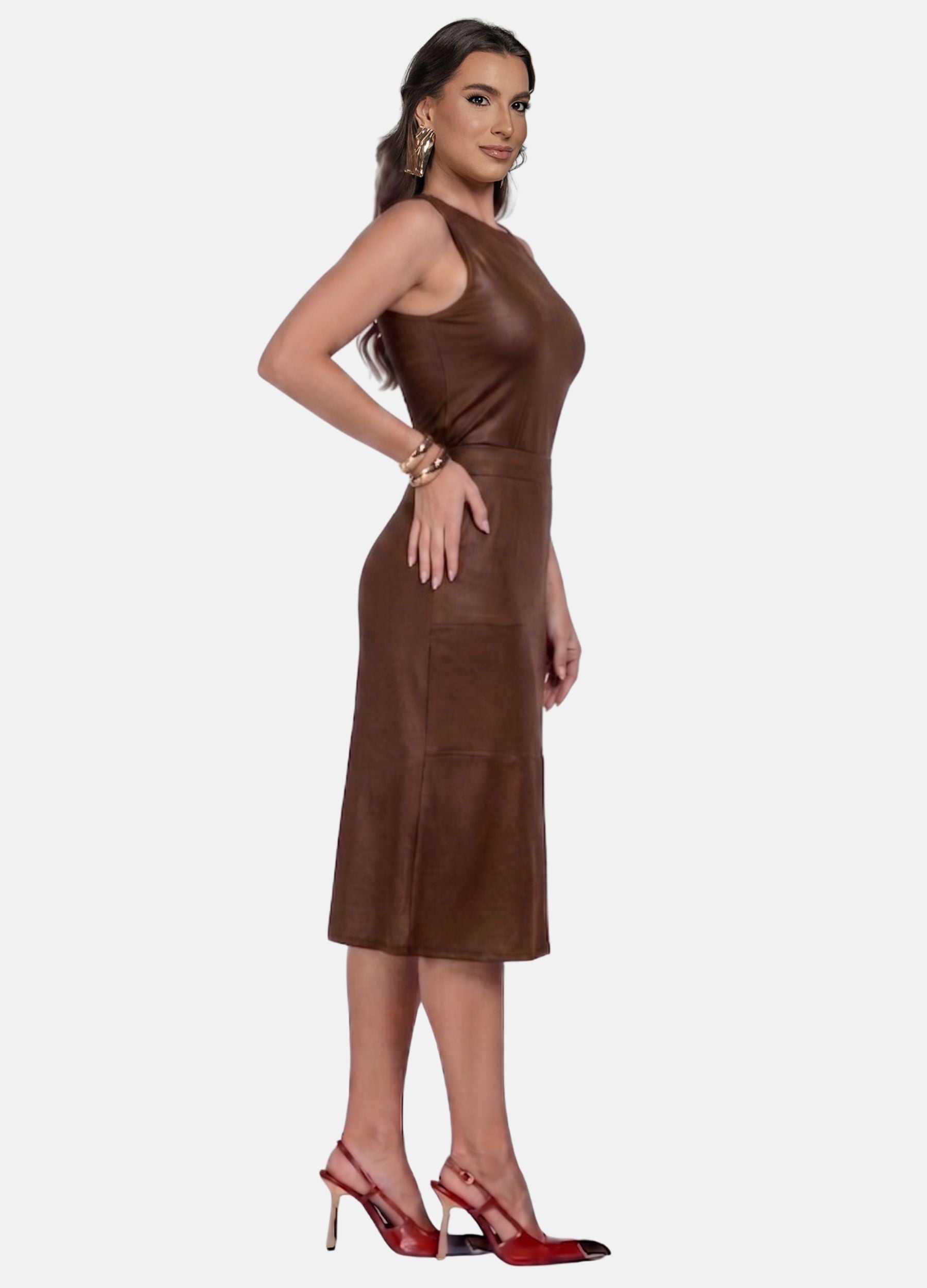 CONJUNTO FEMININO SAIA MIDI E BLUSA DE CIRRÊ