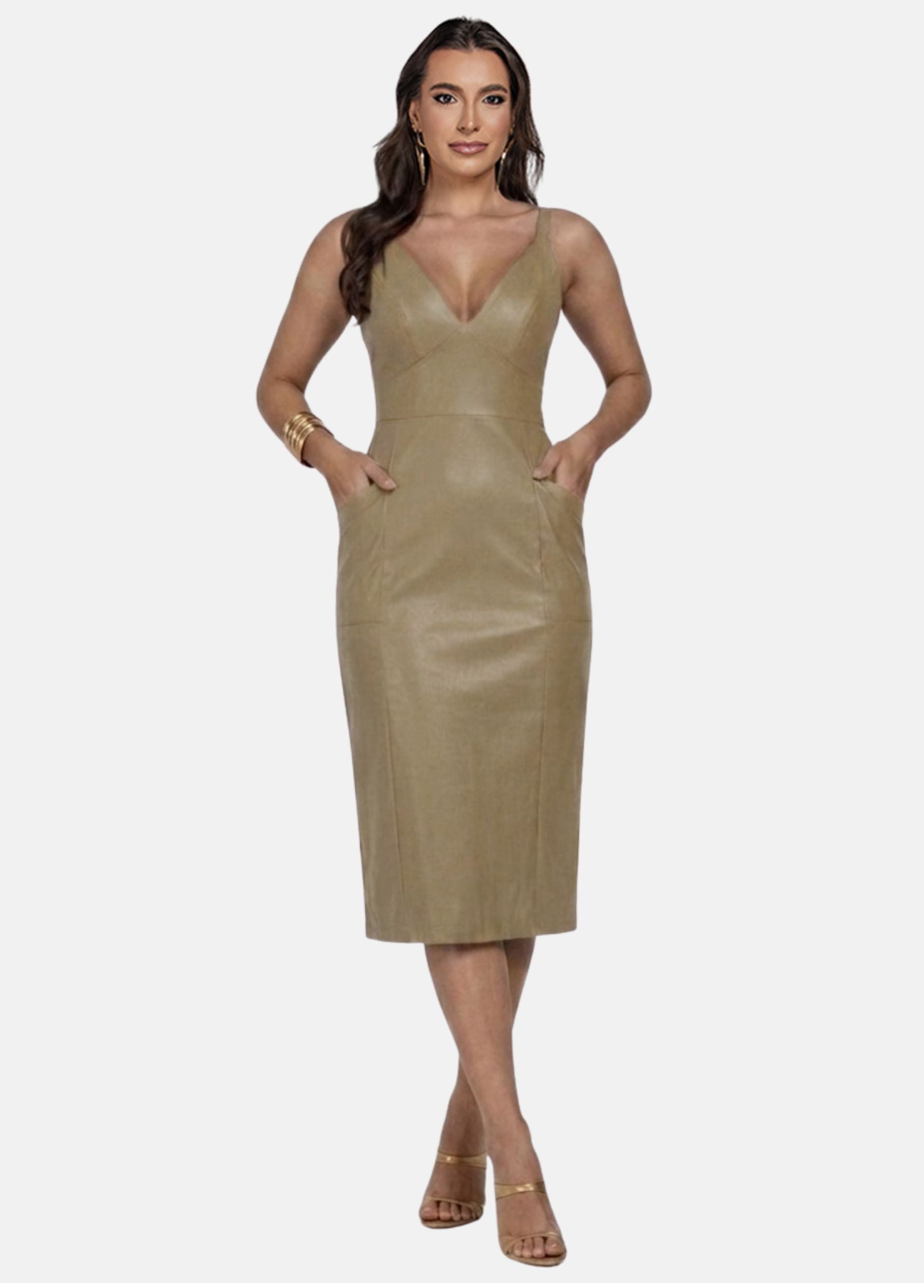 VESTIDO MIDI DE CIRRE COM BOLSOS