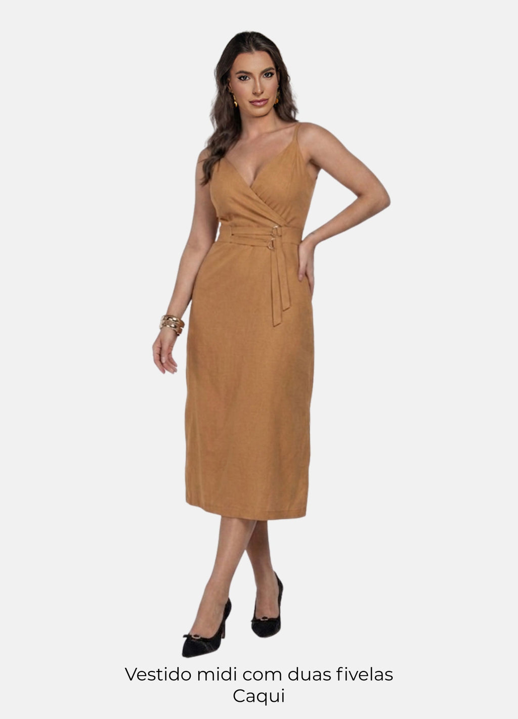 Kit 2 Vestidos Midi - Recortes no Busto + Duas Fivelas