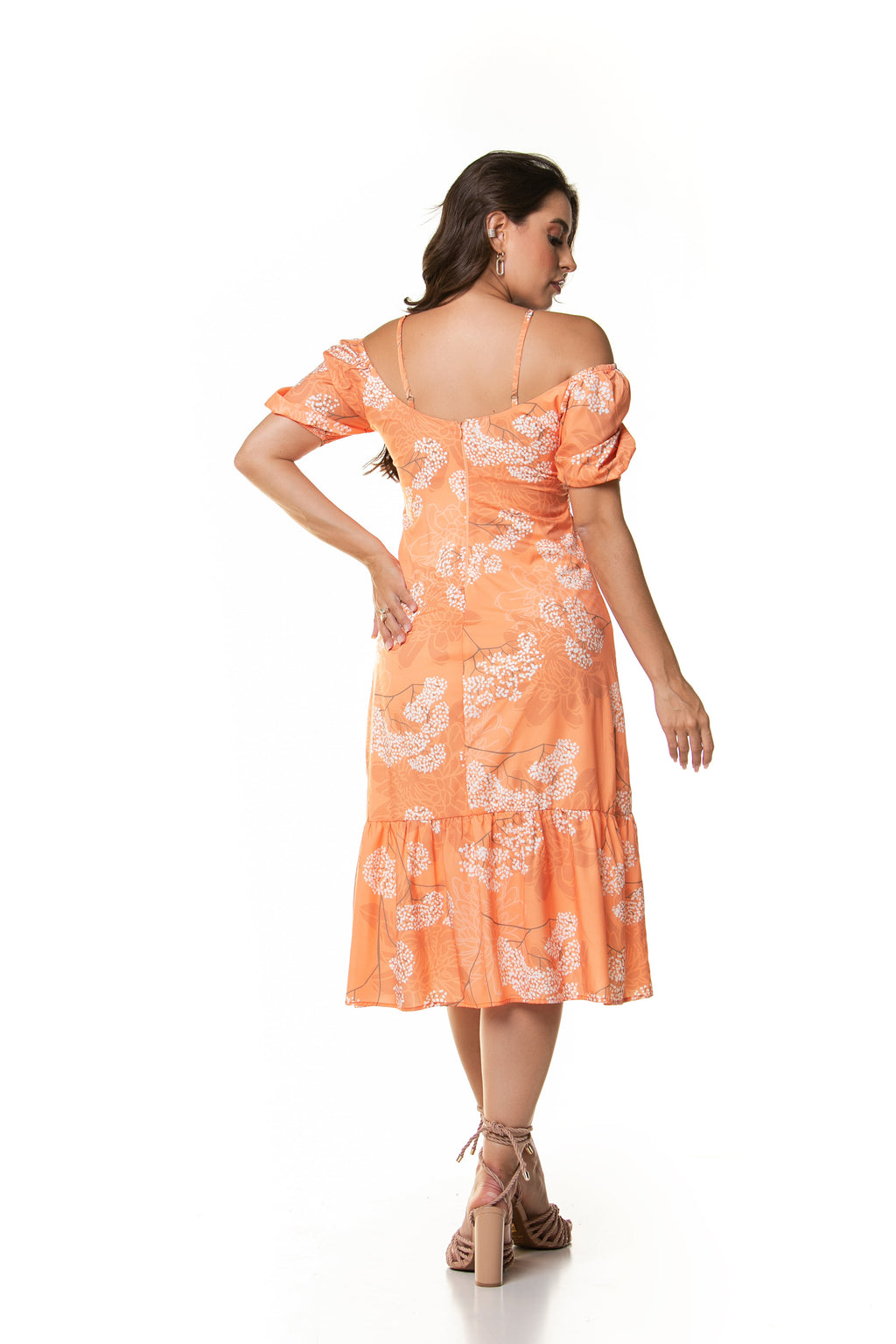 VESTIDO MIDI DECOTE FRANZIDO