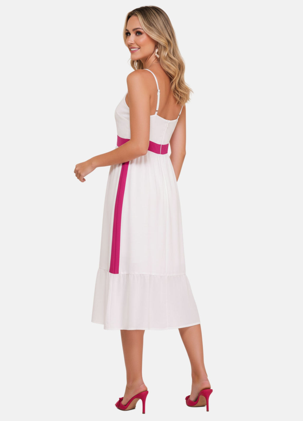 VESTIDO MIDI C/ BORDADO DECOTE