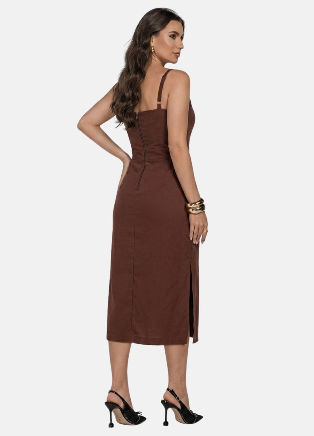 VESTIDO MIDI COM DUAS FIVELAS