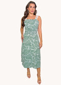 VESTIDO MIDI COM FRANZIDO E BABADO