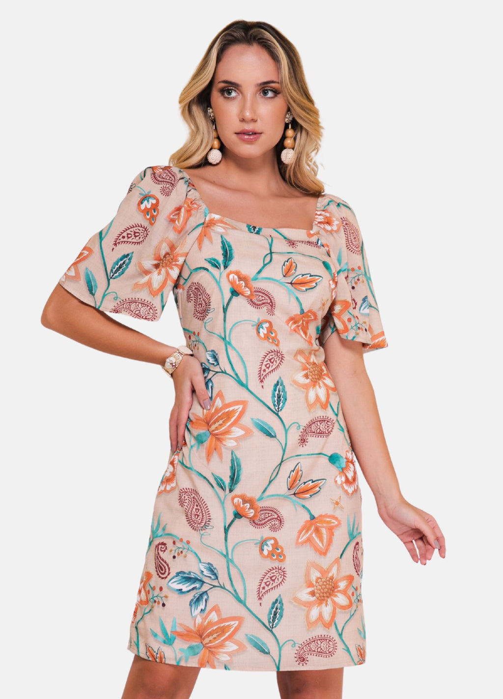 VESTIDO CURTO C/MANGA GODE