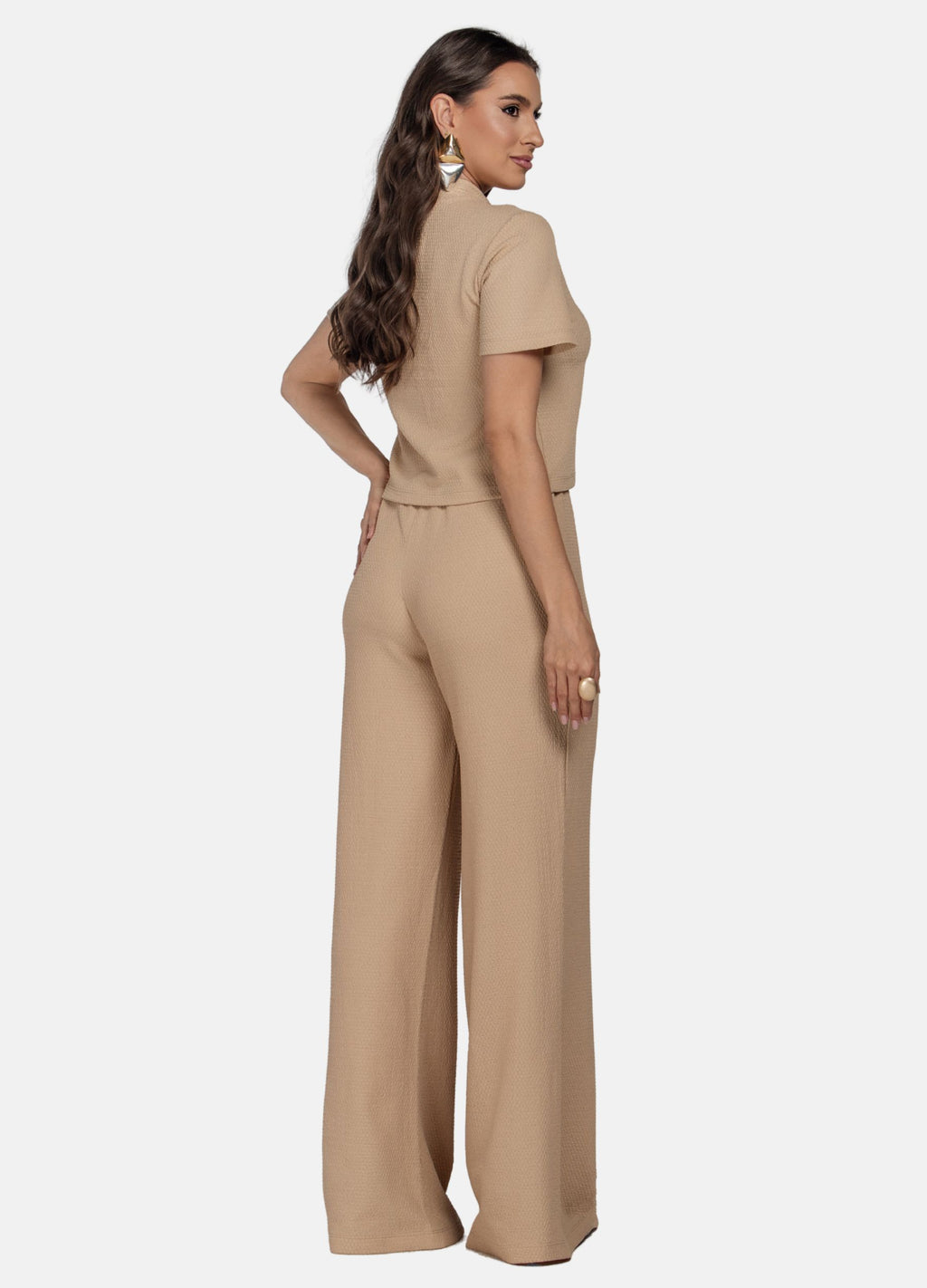 CONJUNTO FEMININO CALÇA E BLUSA DE GOLA