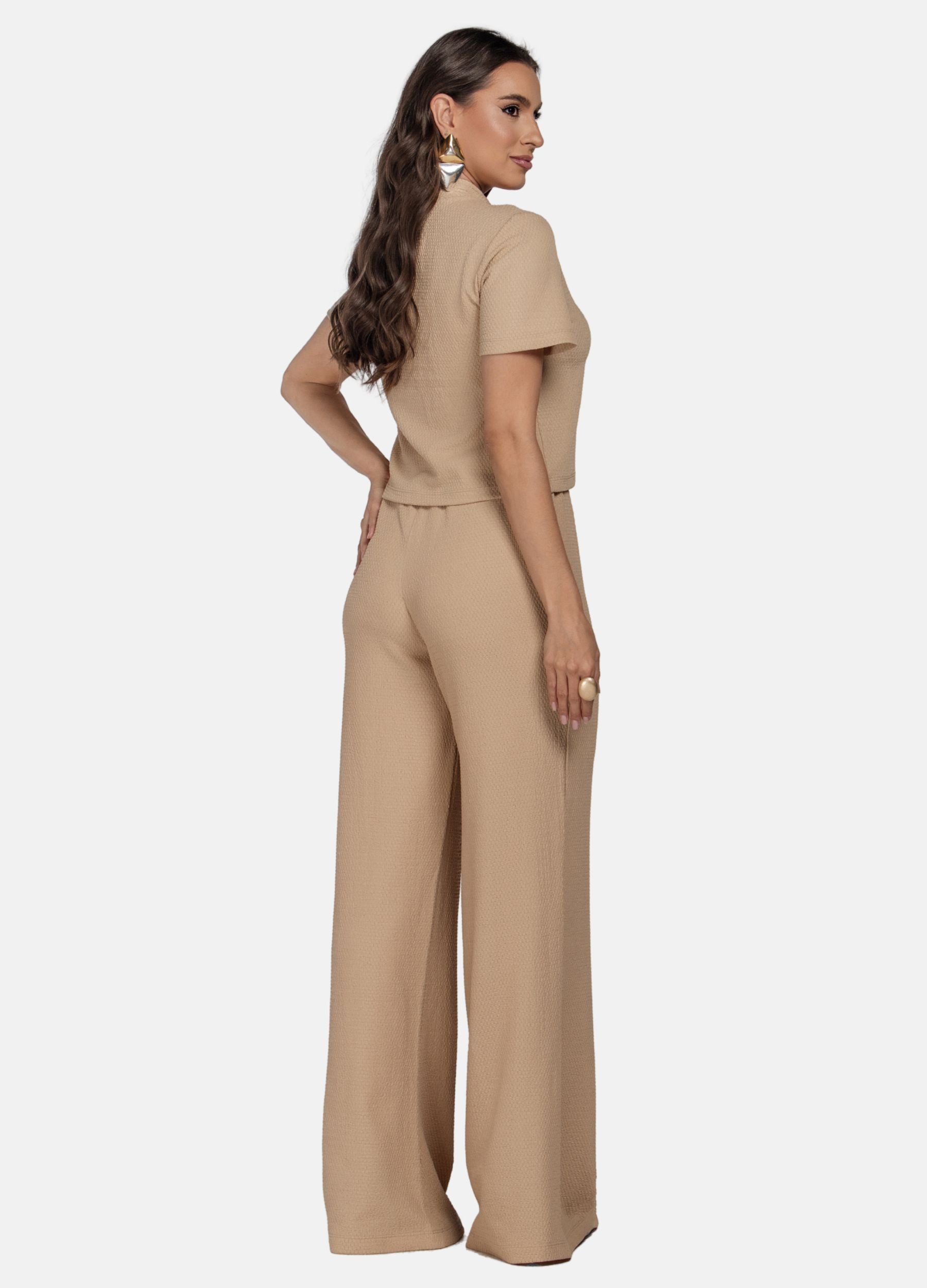CONJUNTO FEMININO CALÇA E BLUSA DE GOLA