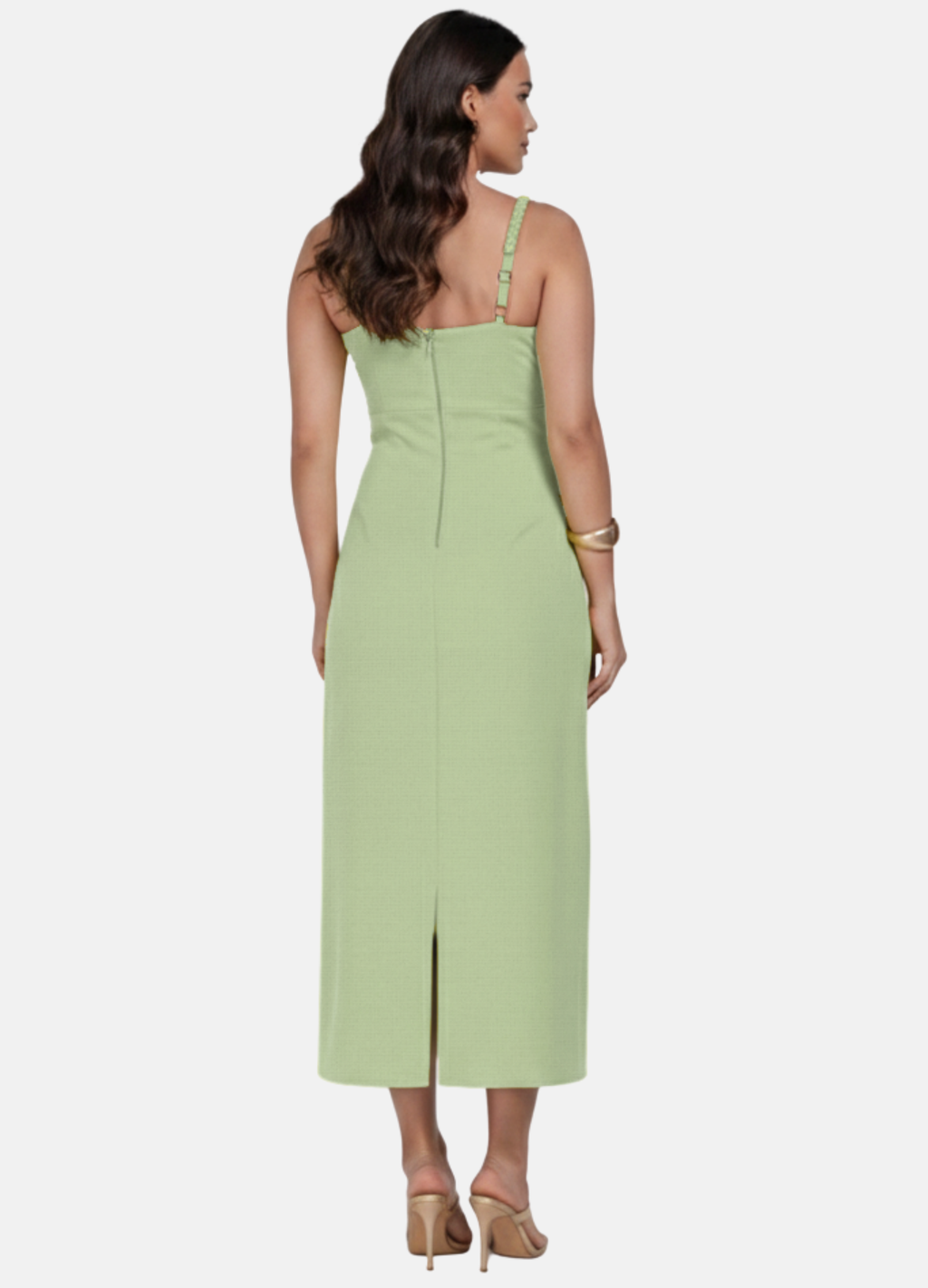 VESTIDO MIDI LINHO ALÇA TRANÇADA