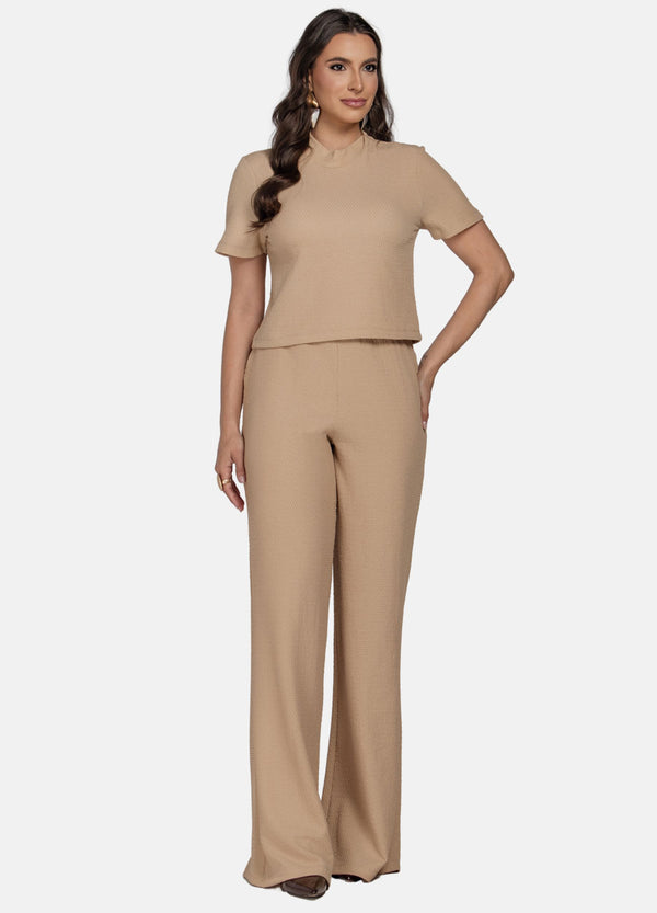 CONJUNTO FEMININO CALÇA E BLUSA DE GOLA