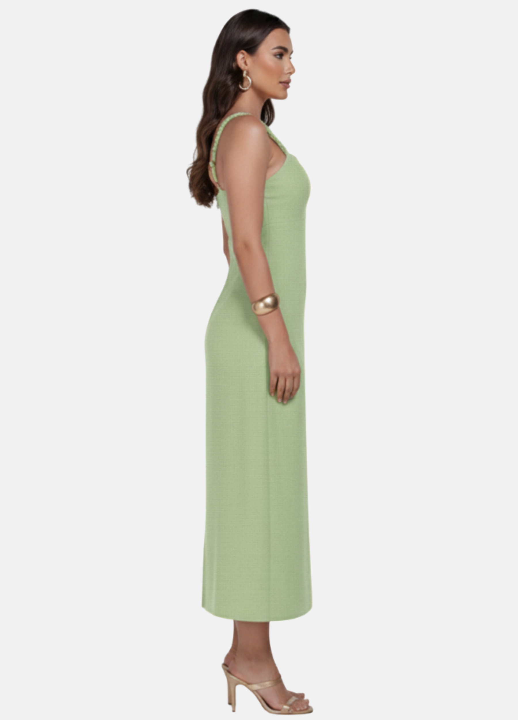 VESTIDO MIDI LINHO ALÇA TRANÇADA