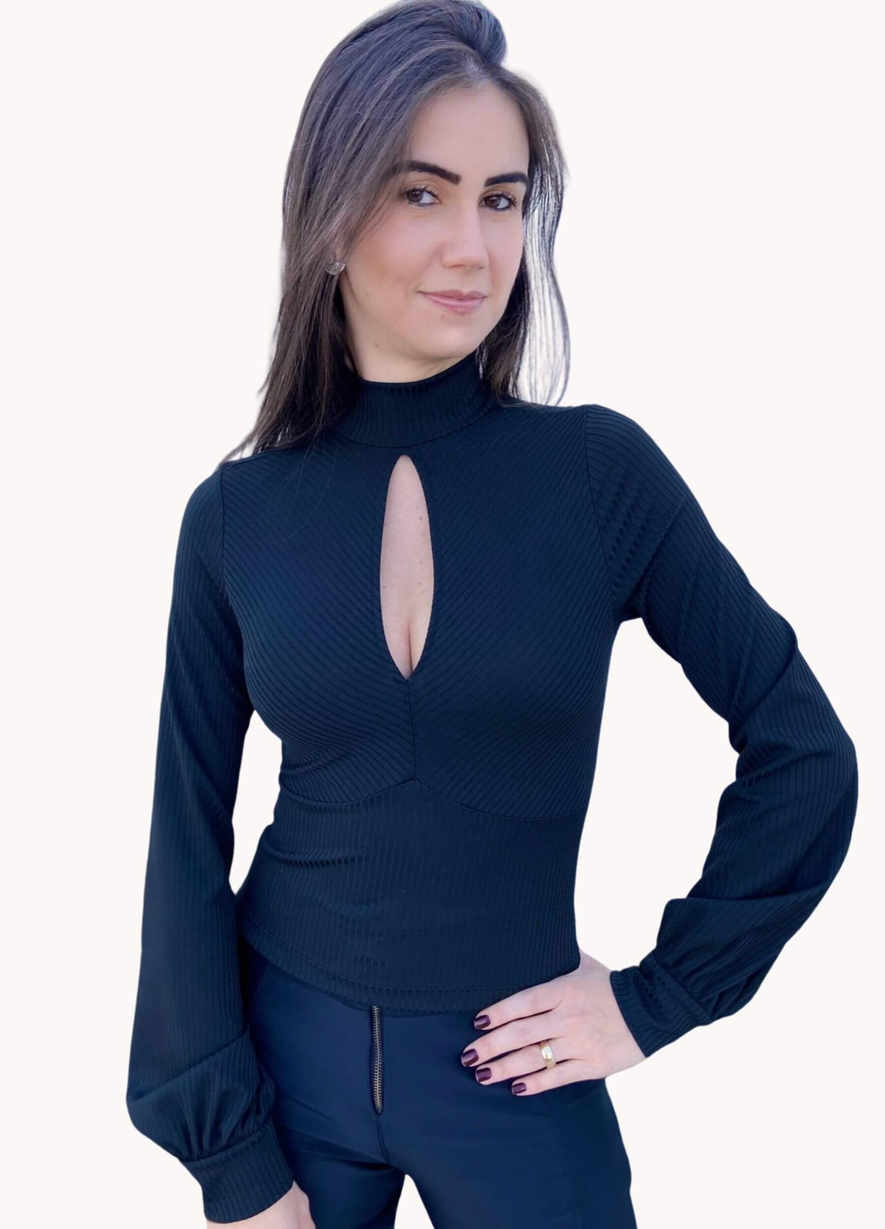 BLUSA CANELADA COM GOTA