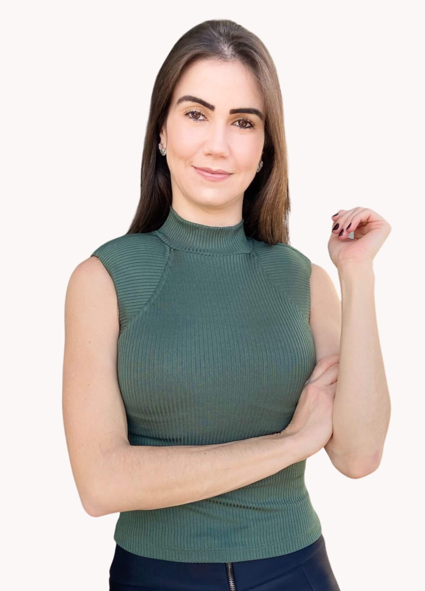 BLUSA CANELADA COM OMBREIRA