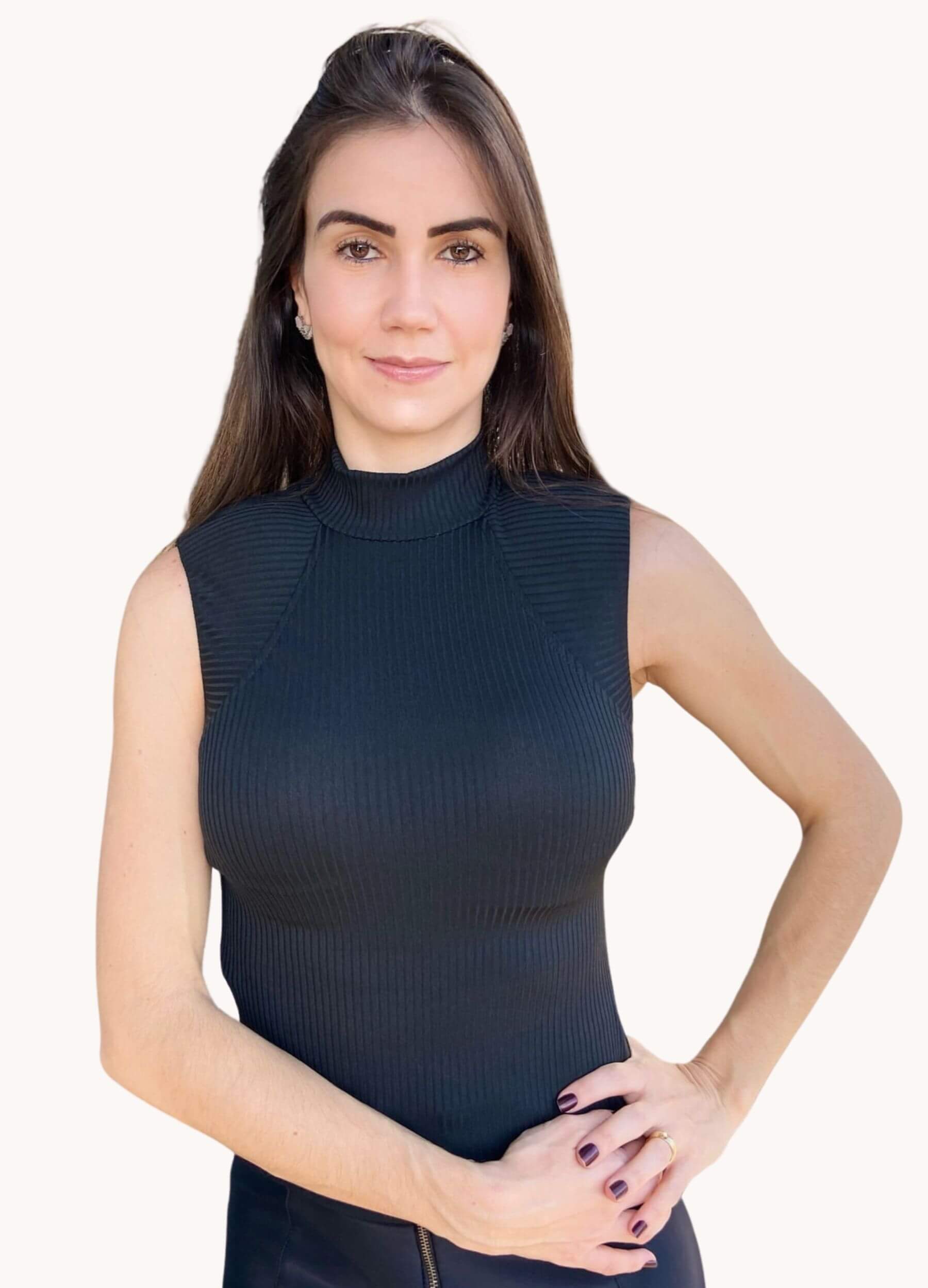 BLUSA CANELADA COM OMBREIRA