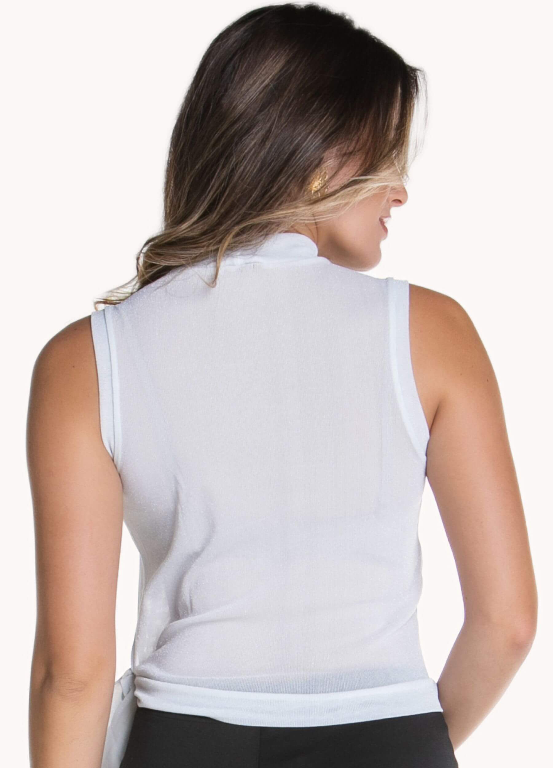 BLUSA FEMININA DE LUREX COM AMARRAÇÃO