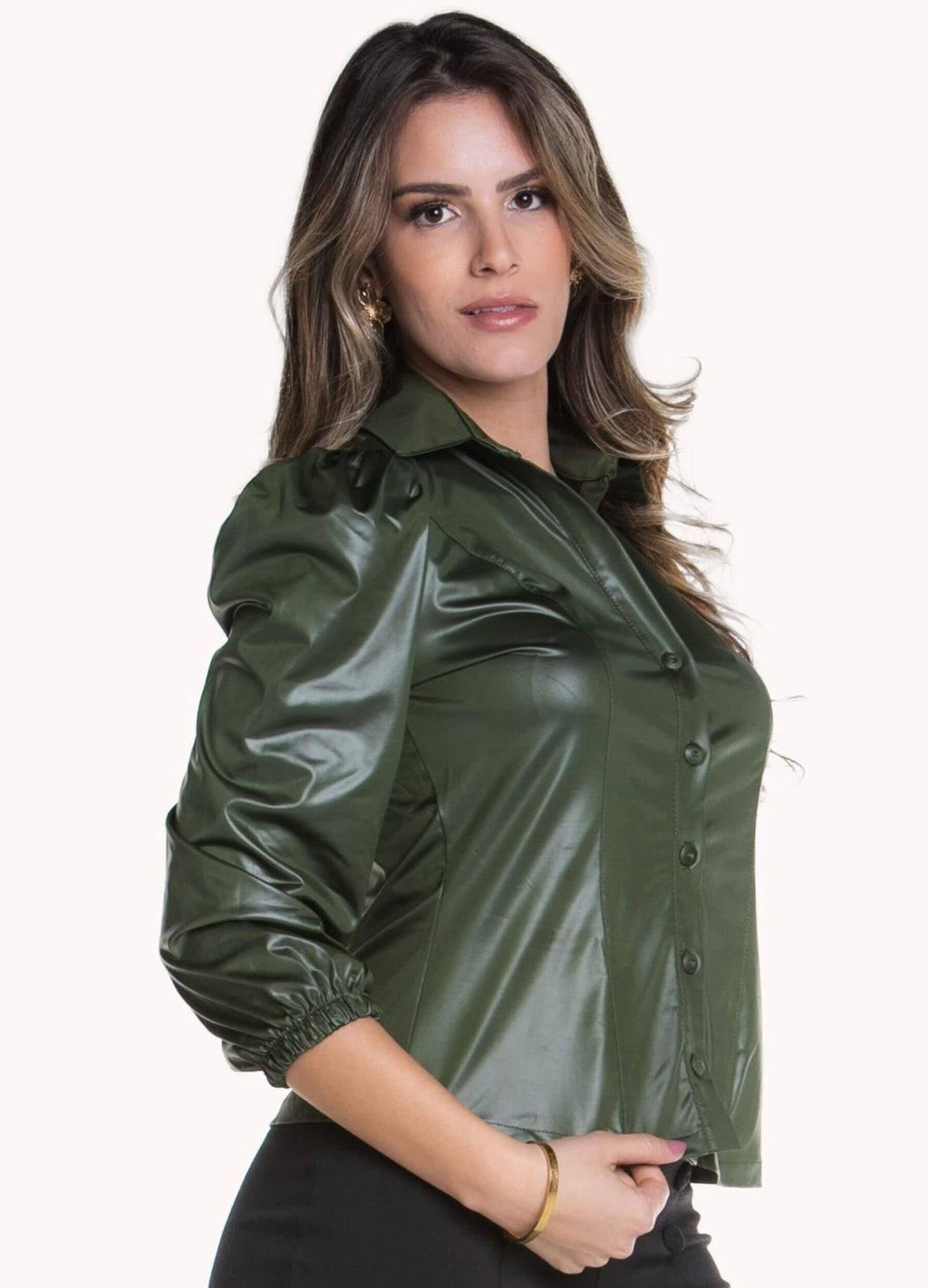 CAMISA FEMININA CIRRÊ COM ELÁSTICO NO PUNHO