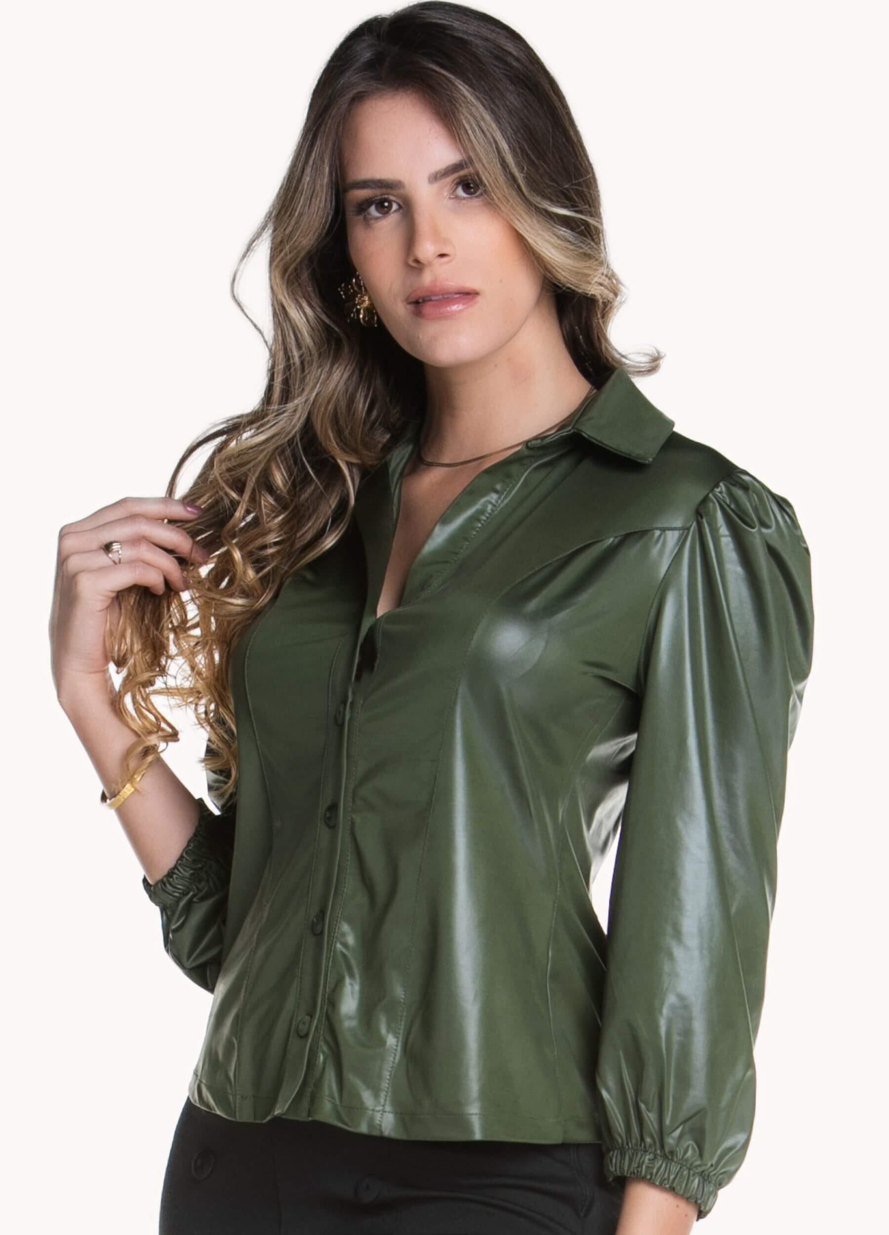 CAMISA FEMININA CIRRÊ COM ELÁSTICO NO PUNHO
