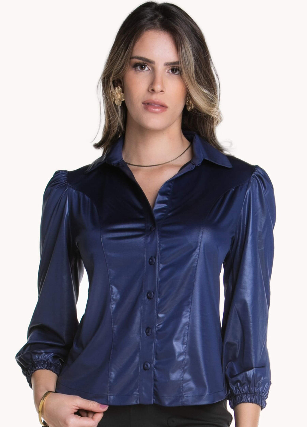 CAMISA FEMININA CIRRÊ COM ELÁSTICO NO PUNHO