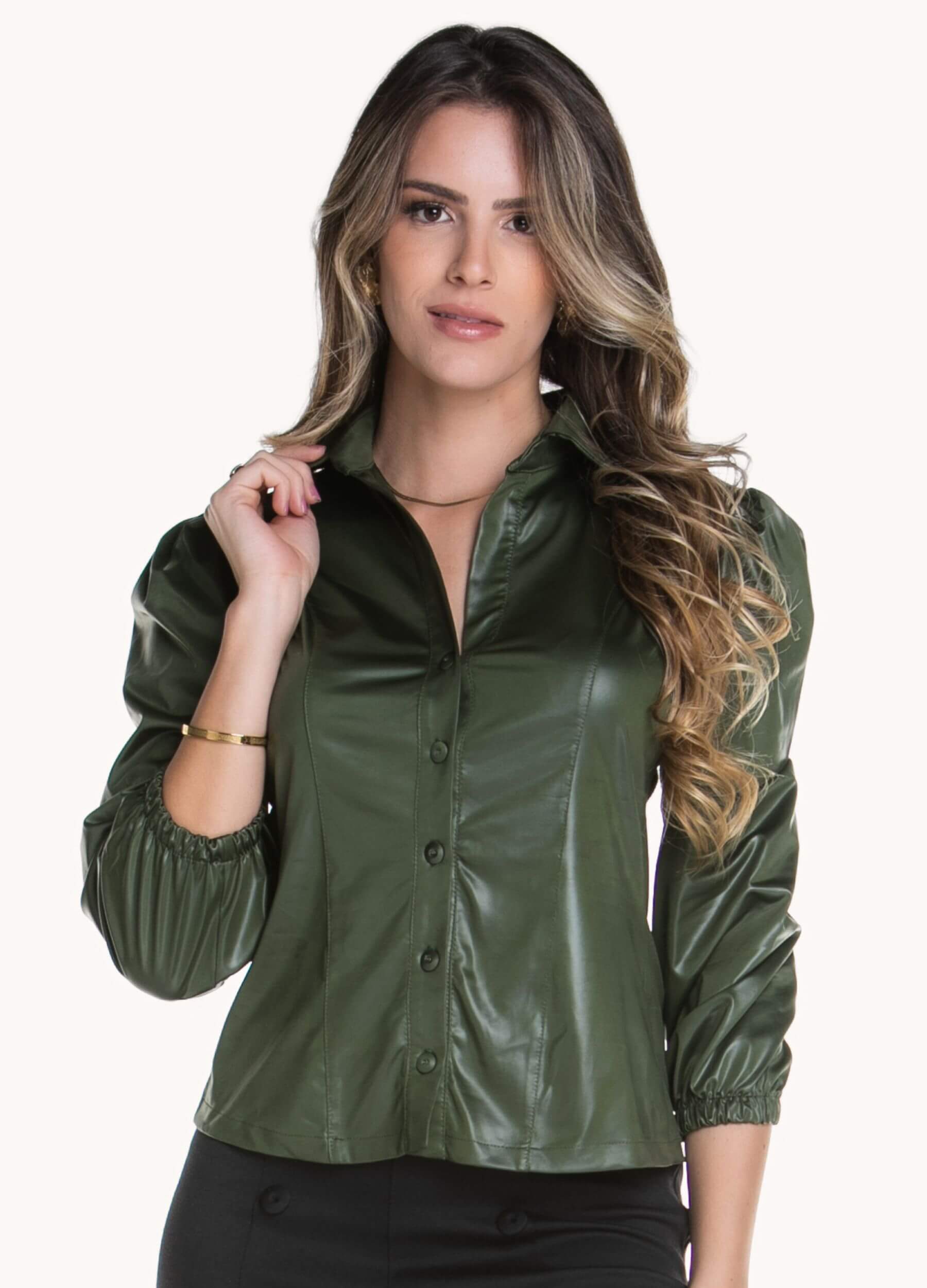 CAMISA FEMININA CIRRÊ COM ELÁSTICO NO PUNHO