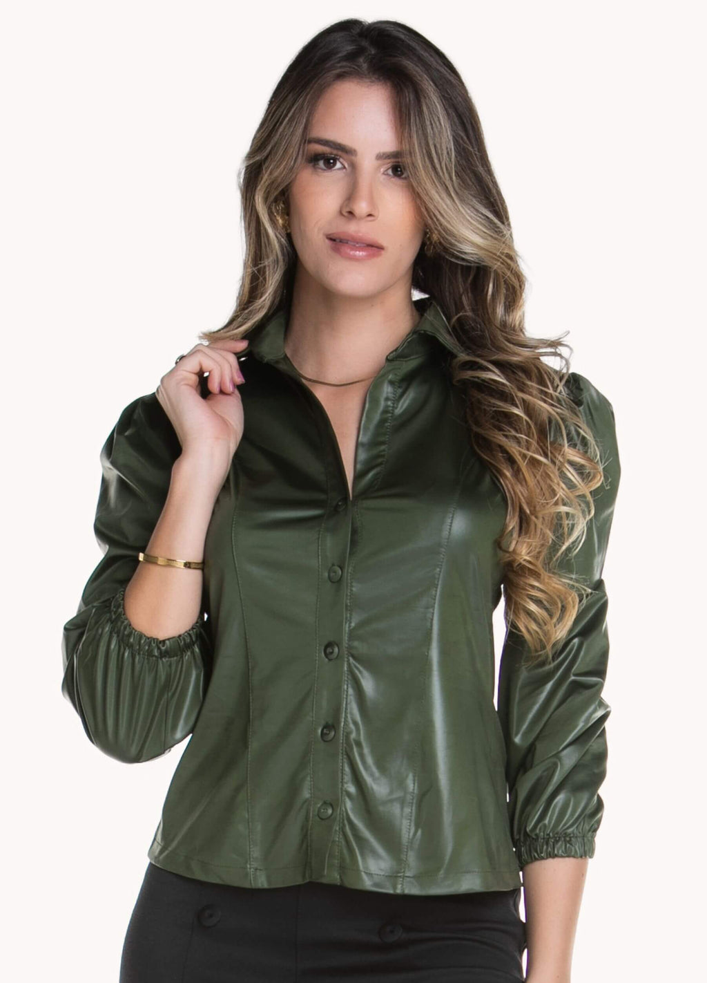 CAMISA FEMININA CIRRÊ COM ELÁSTICO NO PUNHO