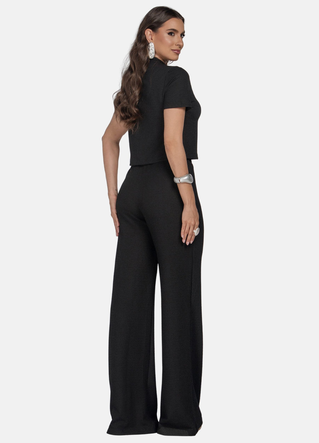 CONJUNTO FEMININO CALÇA E BLUSA DE GOLA
