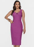 VESTIDO MIDI COM DETALHE EM X E BOLSO 06/06 OFERTA