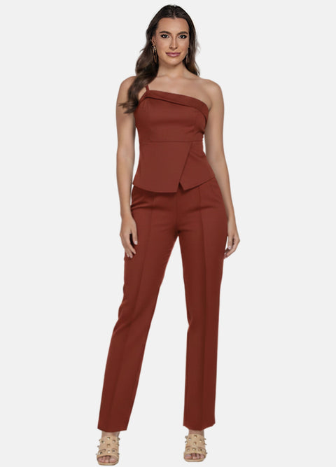 CONJUNTO DE LINHO CALÇA E BLUSA DE UM OMBRO OFERTA 24H