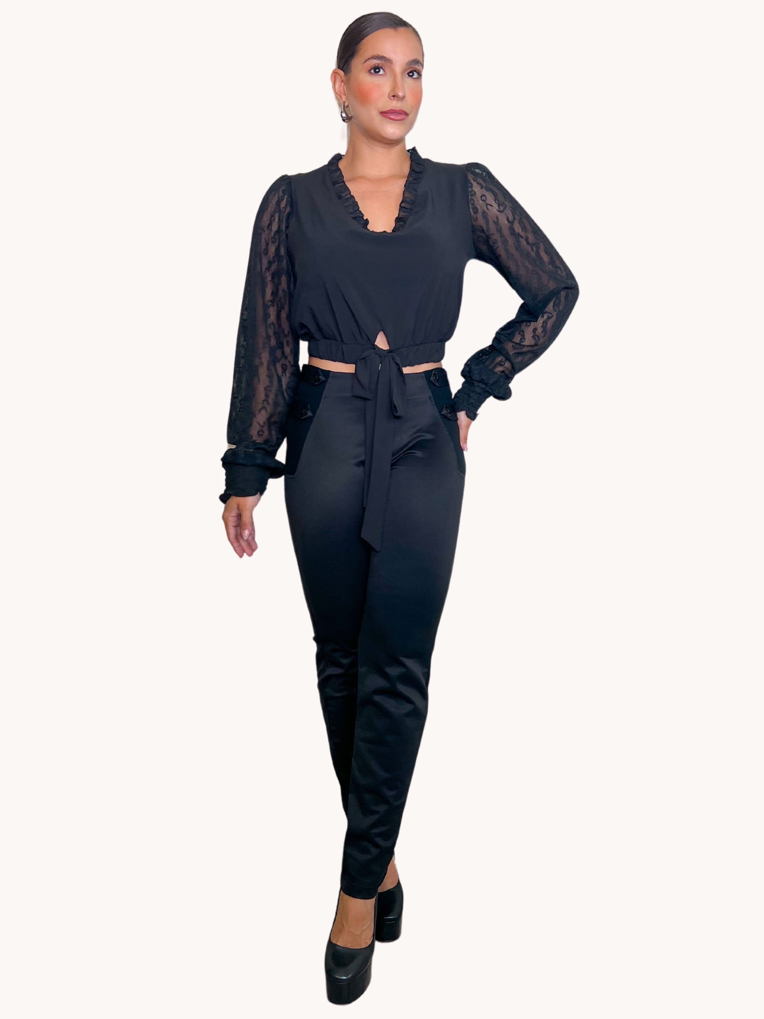 CALÇA FEMININA JUSTA COM BOTÕES