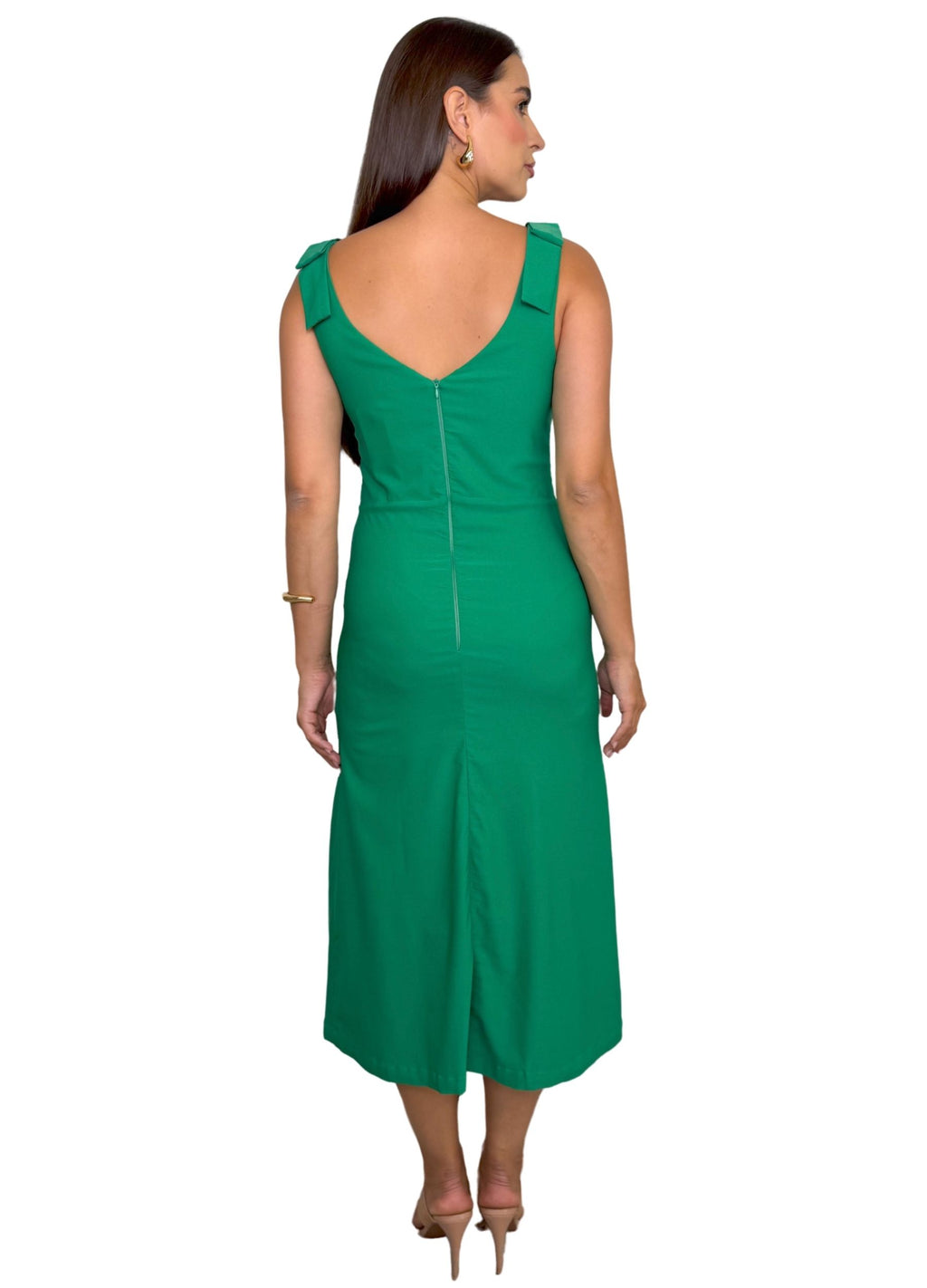 VESTIDO MIDI COM LAÇO NO OMBRO