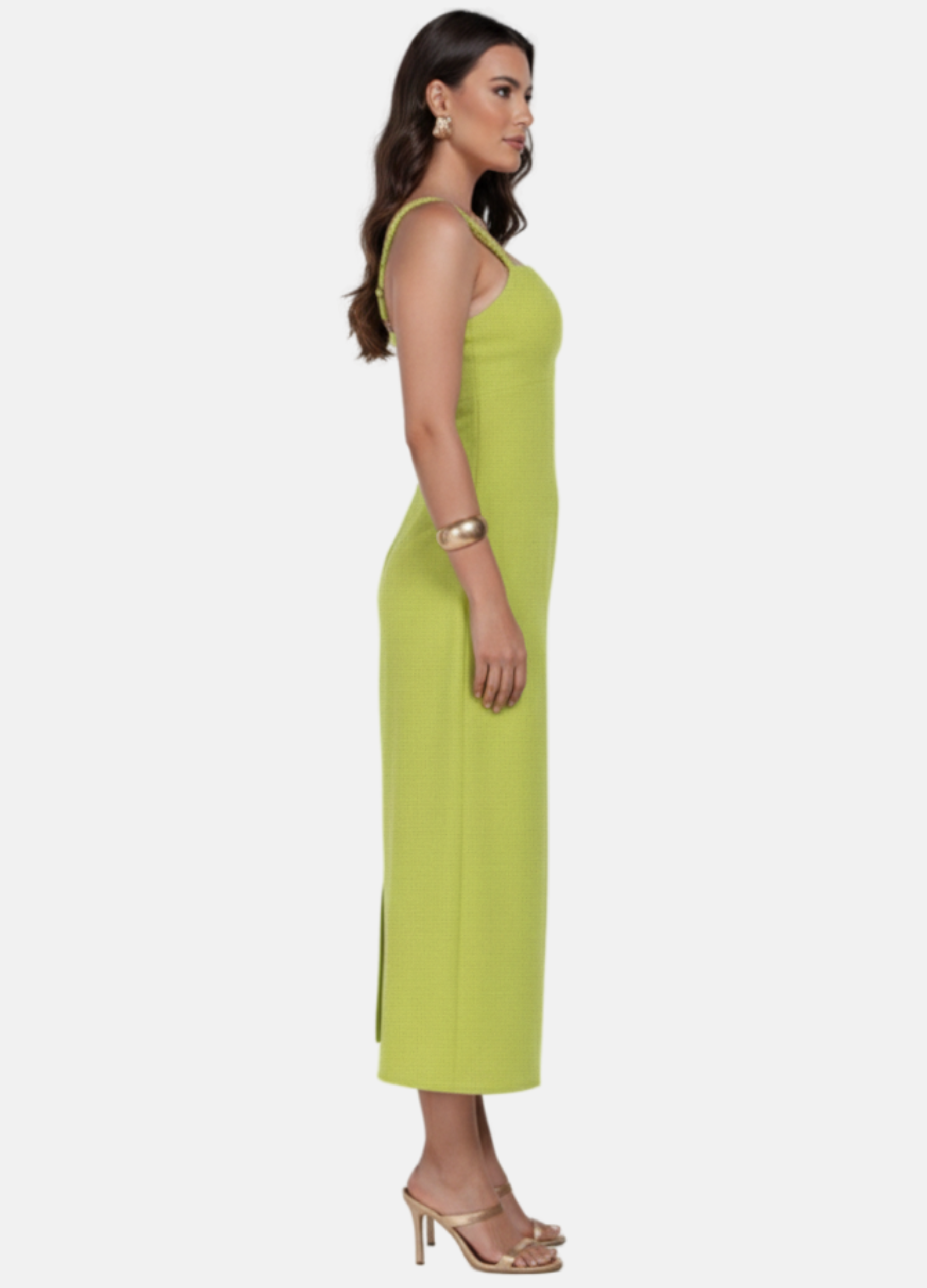 VESTIDO MIDI LINHO ALÇA TRANÇADA