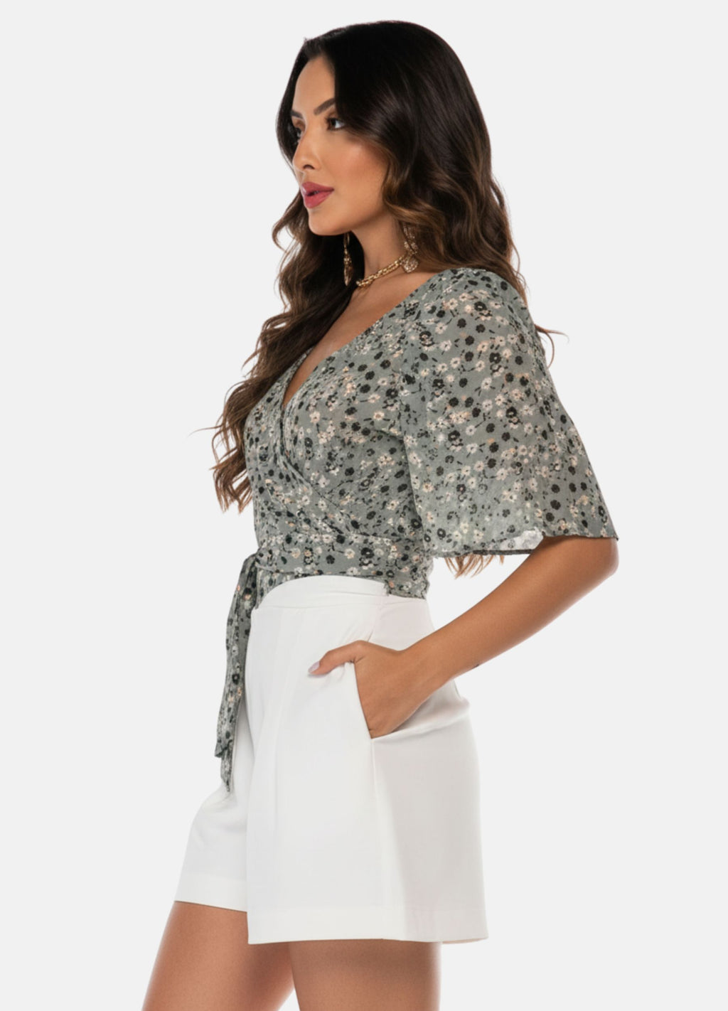 BLUSA C/ DECOTE TRESPASSADO