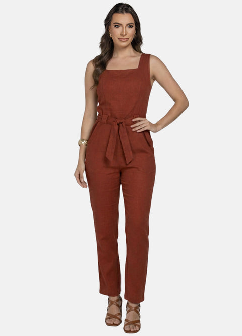 MACACÃO FEMININO LINHO COM BOLSO OFERTA 24H