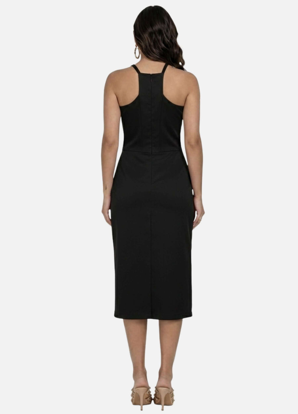 VESTIDO MIDI COM FIVELA NAS ALÇAS