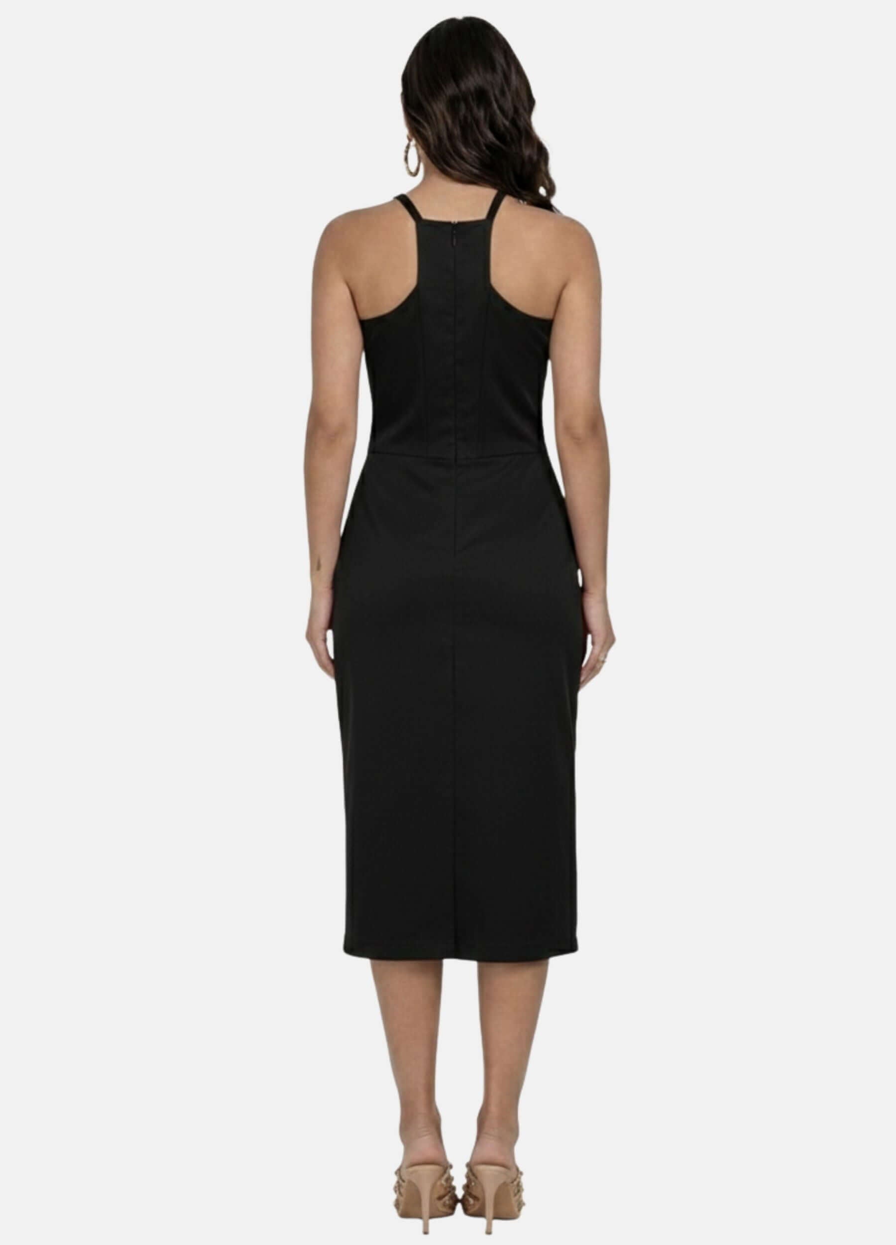 VESTIDO MIDI COM FIVELA NAS ALÇAS