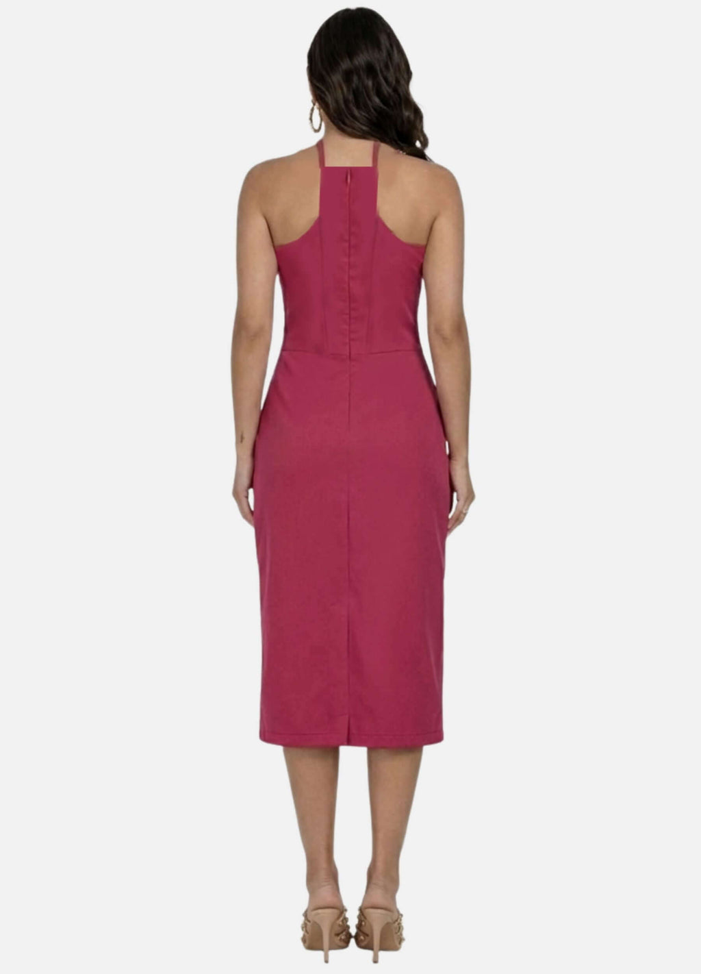 VESTIDO MIDI COM FIVELA NAS ALÇAS