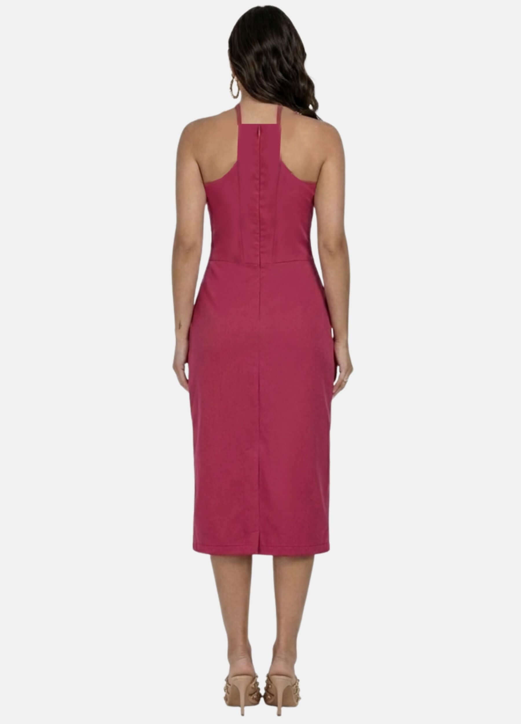 VESTIDO MIDI COM FIVELA NAS ALÇAS