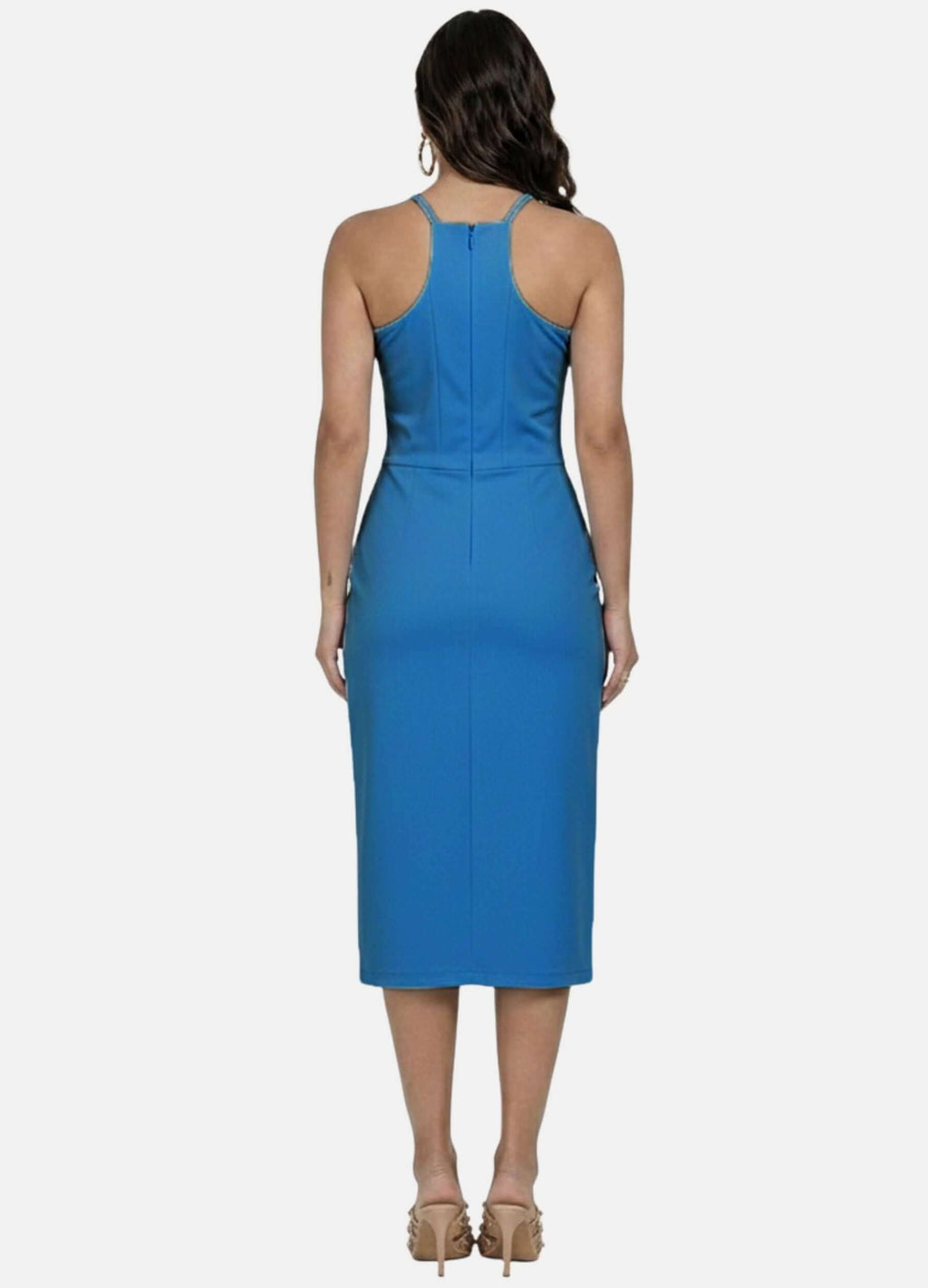 VESTIDO MIDI COM FIVELA NAS ALÇAS