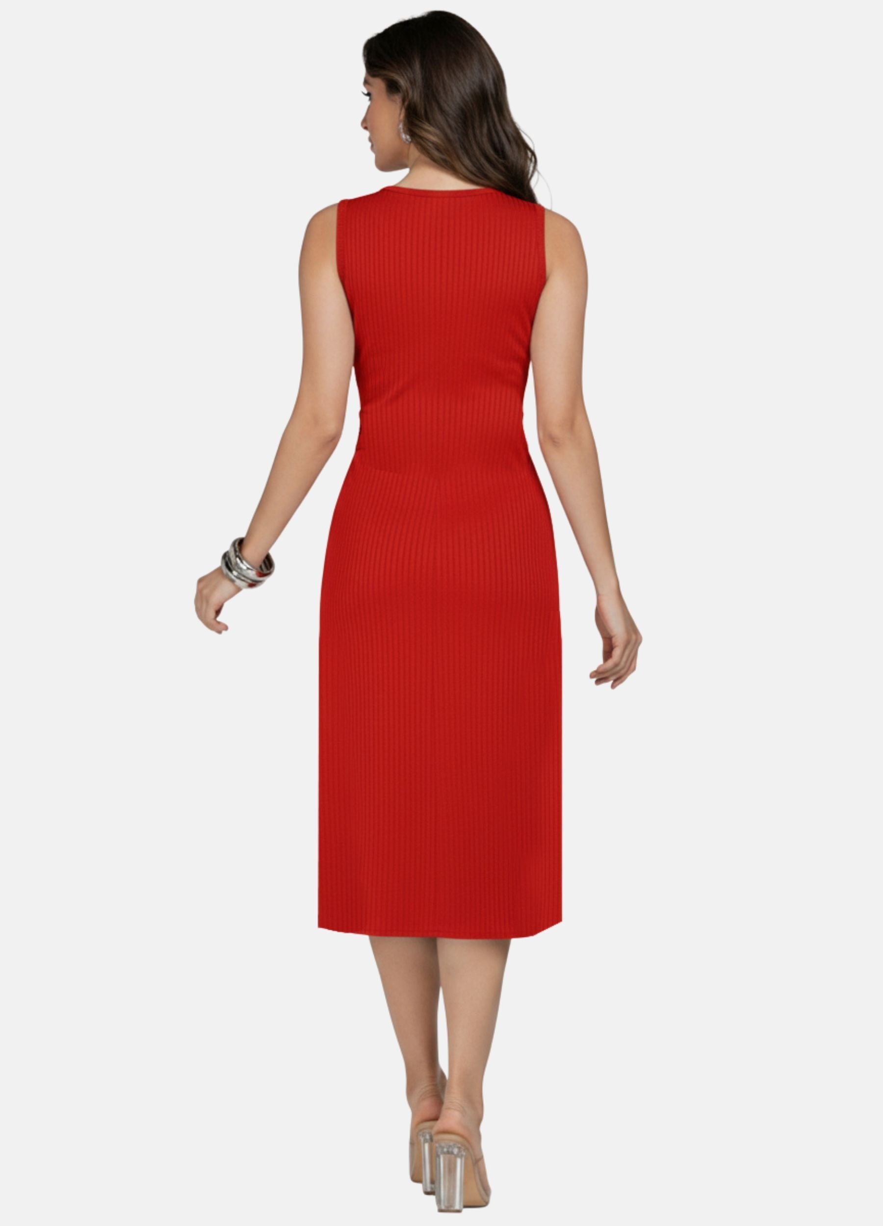 VESTIDO MIDI LUIZA CANELADO COM FIVELA