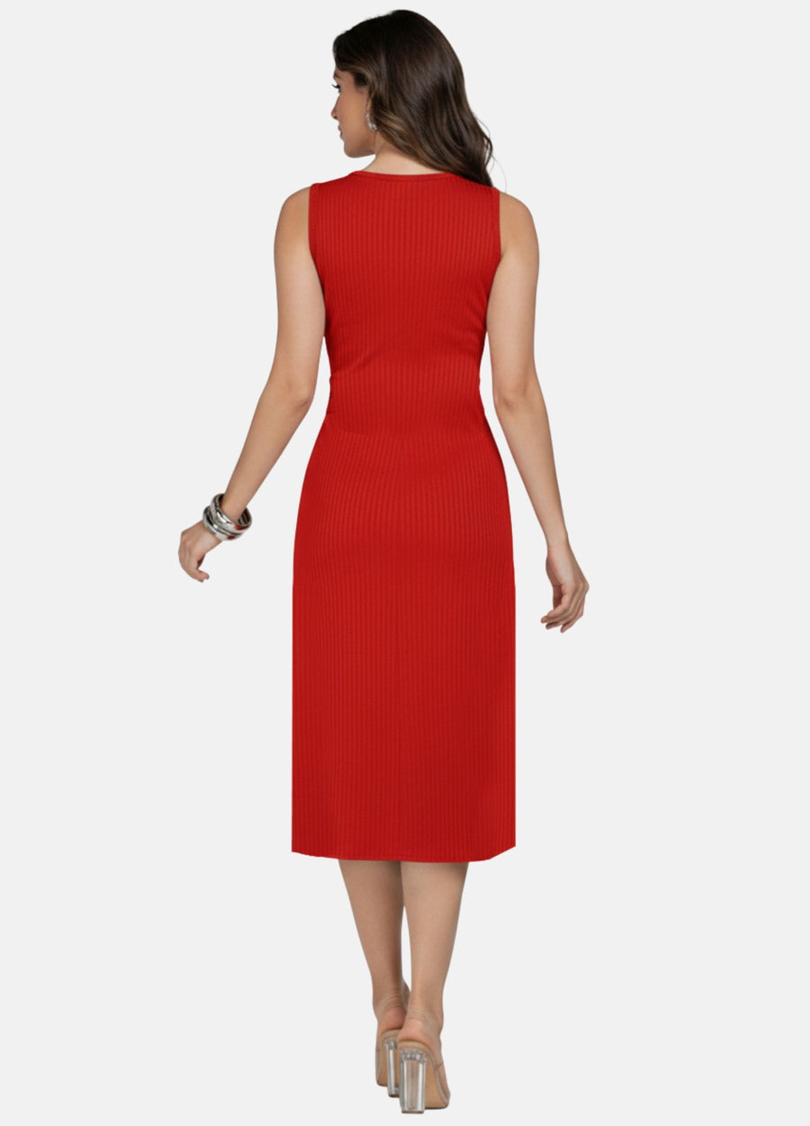 VESTIDO MIDI LUIZA CANELADO COM FIVELA OFERTA 24H