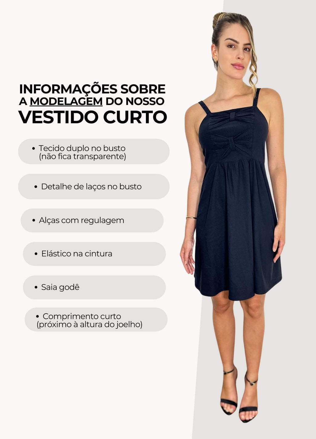 VESTIDO CURTO COM LAÇOS NA FRENTE