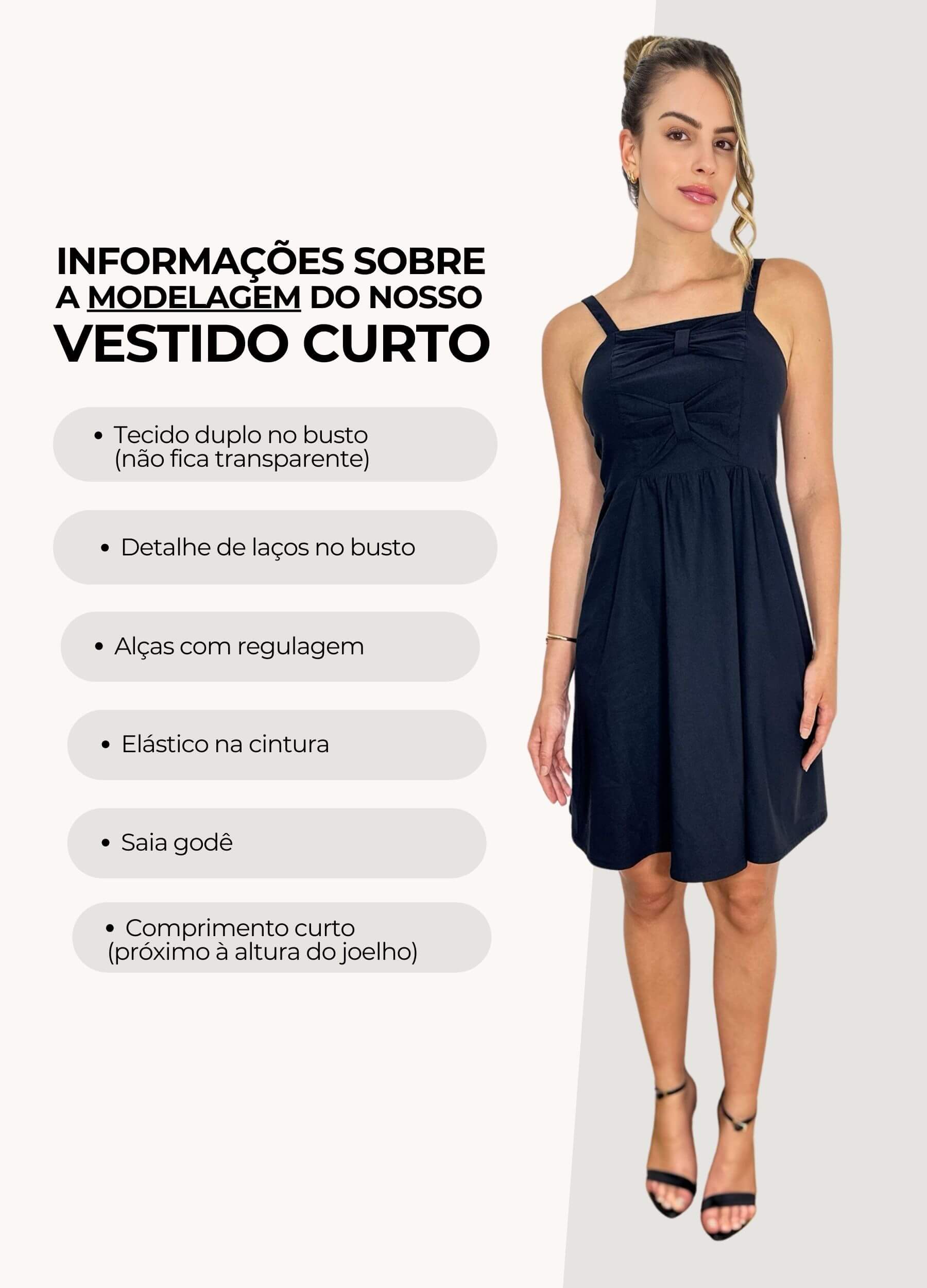 VESTIDO CURTO COM LAÇOS NA FRENTE