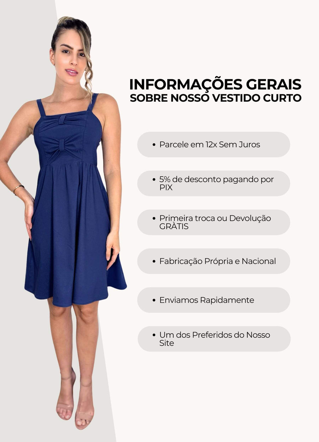 VESTIDO CURTO COM LAÇOS NA FRENTE