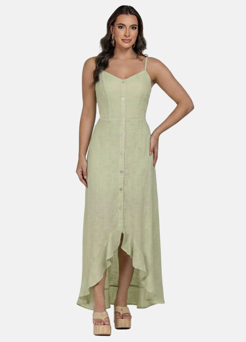 VESTIDO LONGO COM BARRA ASSIMETRICA