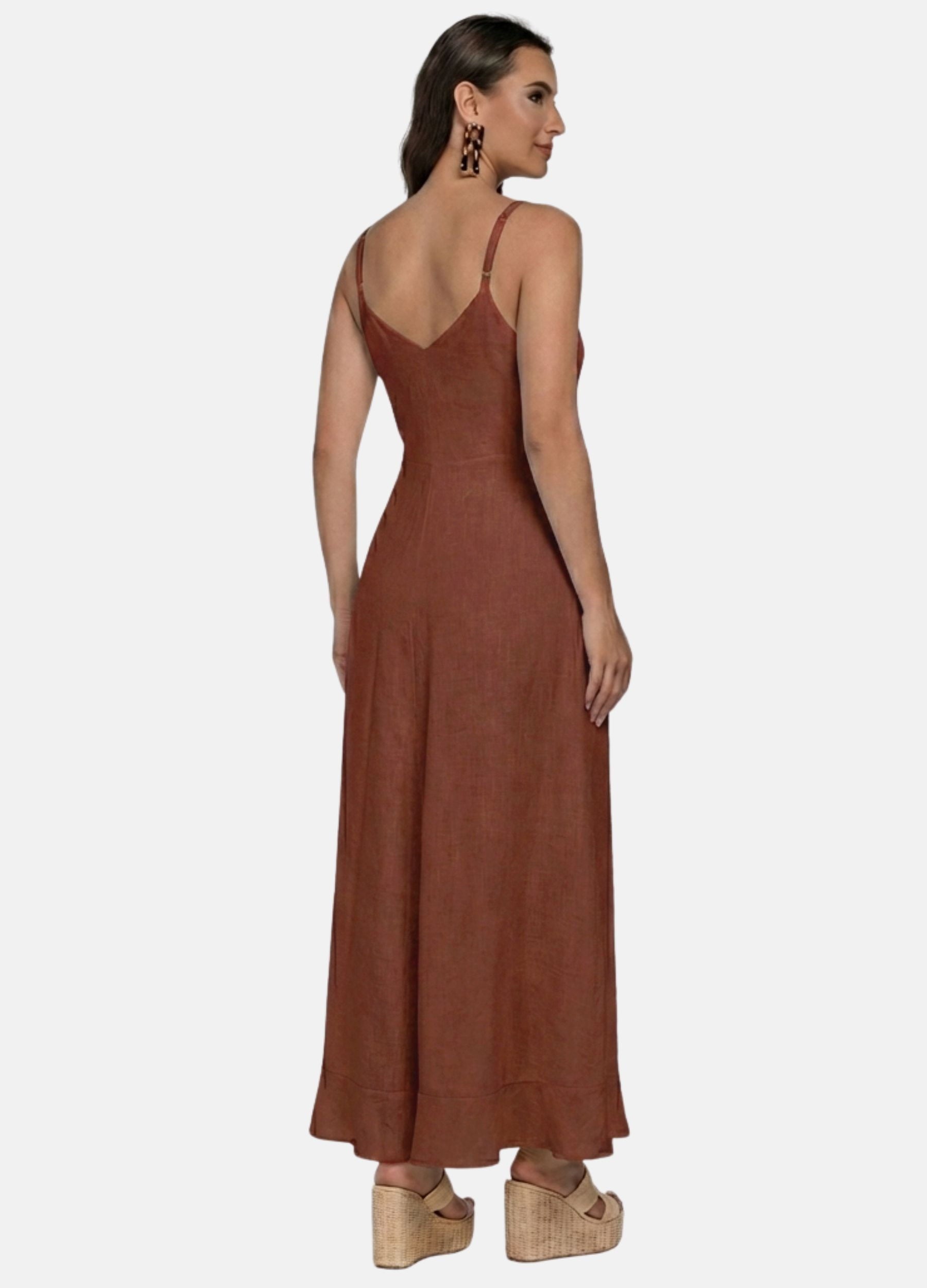 VESTIDO LONGO COM BARRA ASSIMETRICA