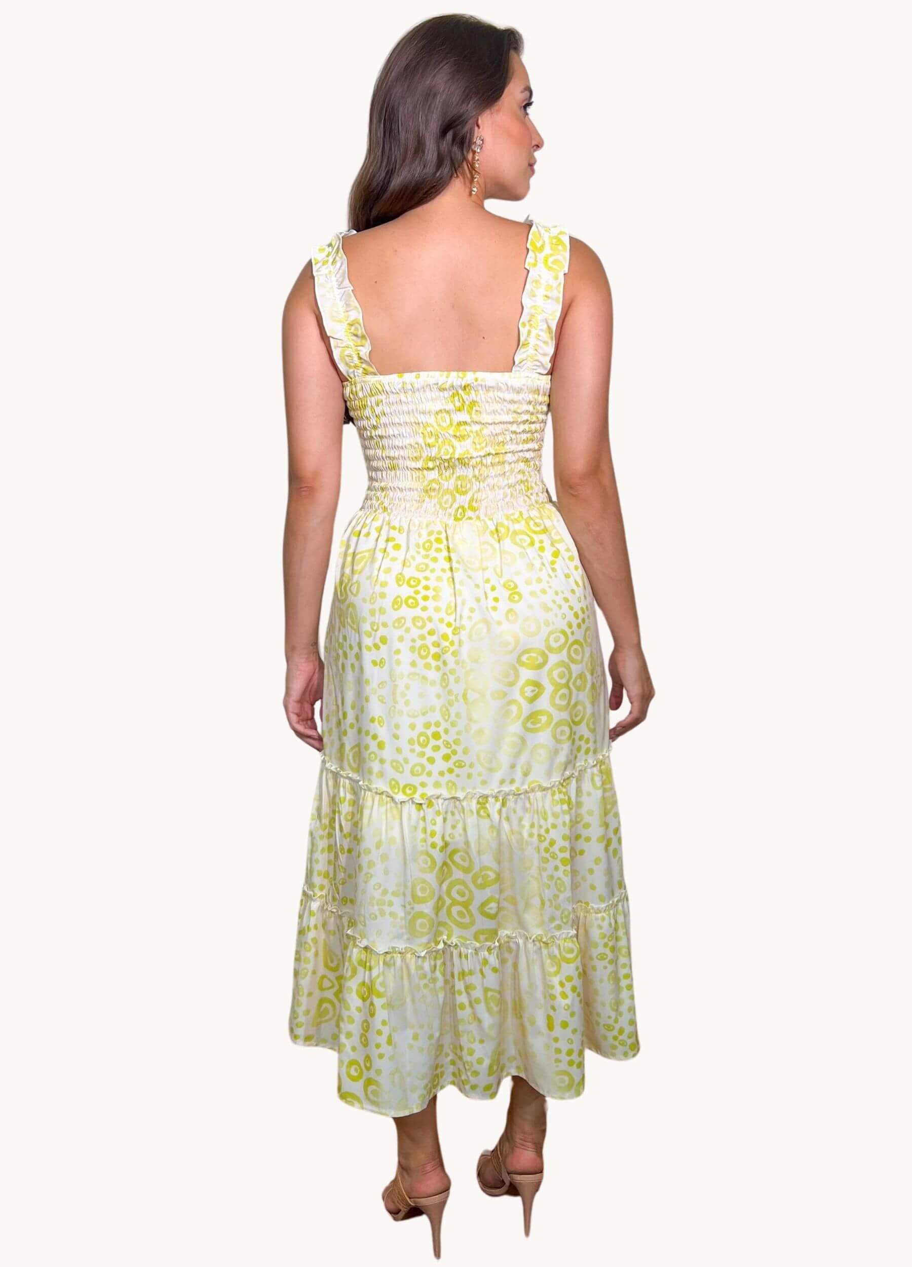 VESTIDO MIDI COM ALÇA FRANZIDA