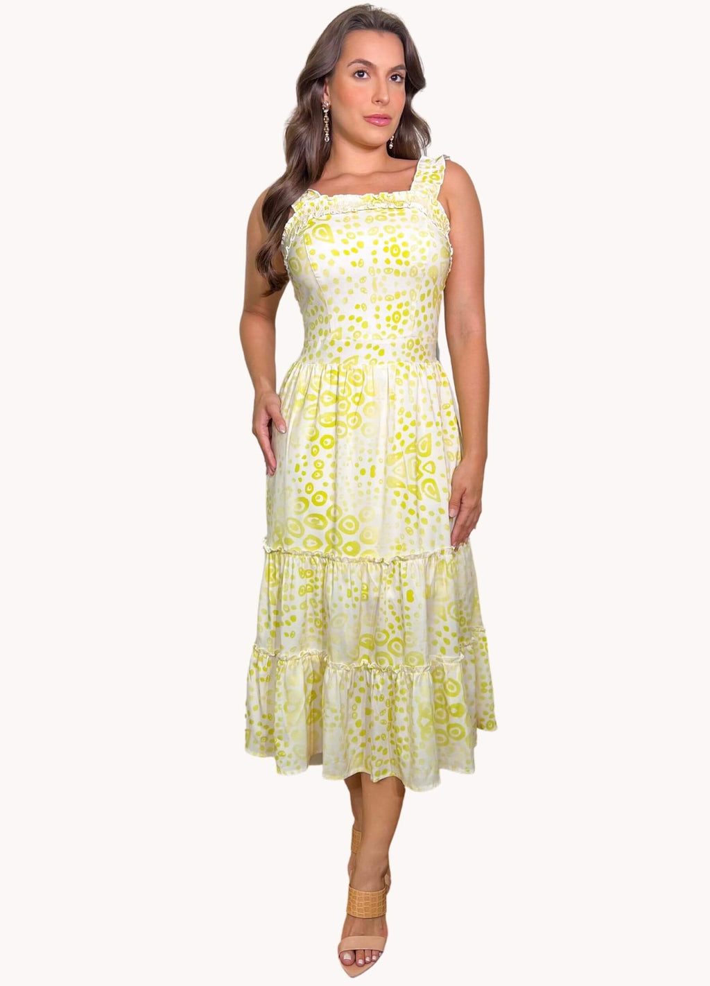 VESTIDO MIDI COM ALÇA FRANZIDA