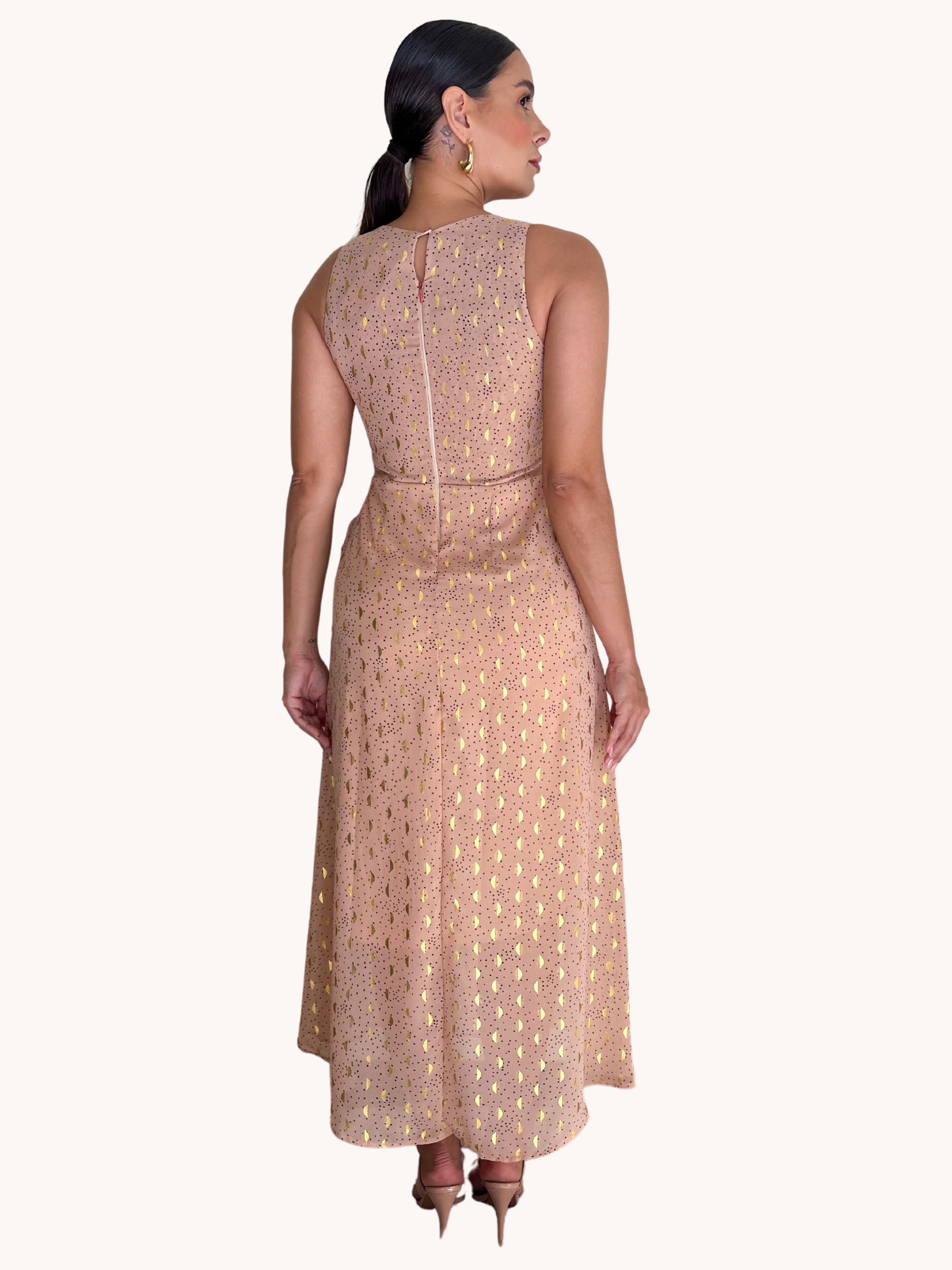 VESTIDO MIDI COM  AMARRACAO