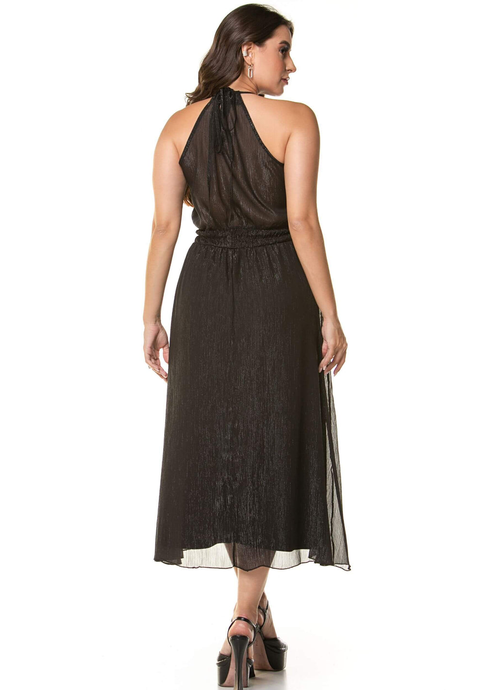 VESTIDO MIDI COM LUREX